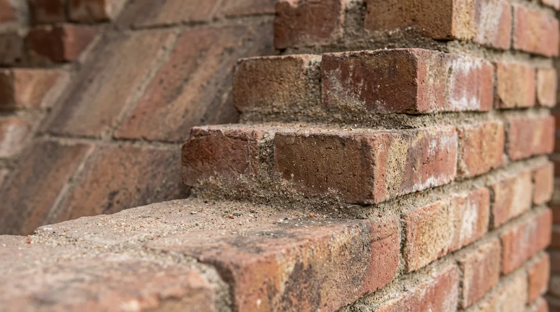 Gros plan sur la technique de maçonnerie en encorbellement pour un avaloir