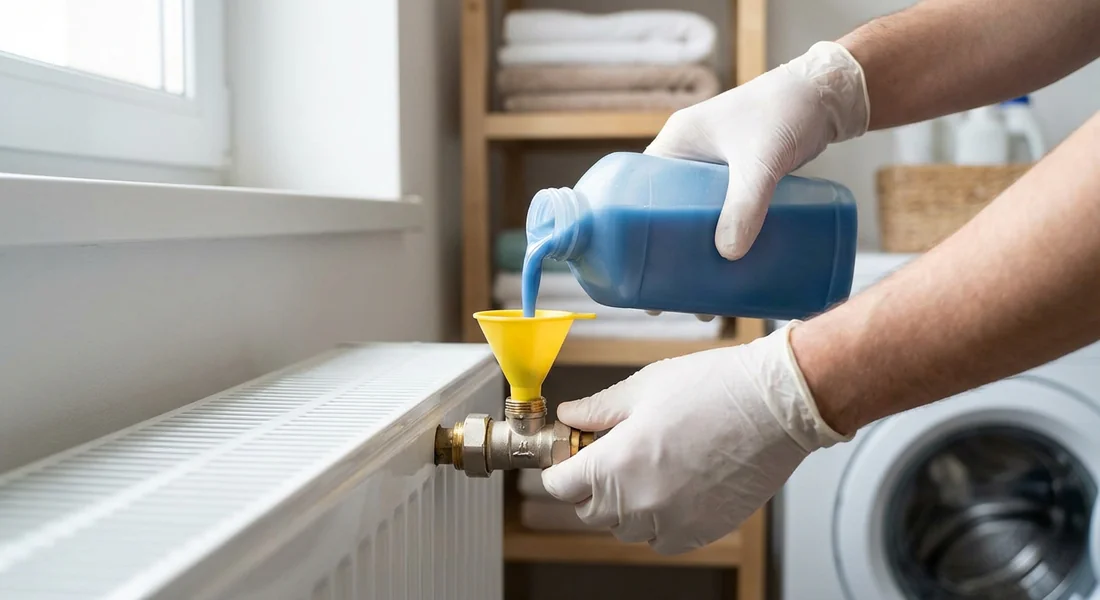 Injection de produit anti-fuite dans un radiateur