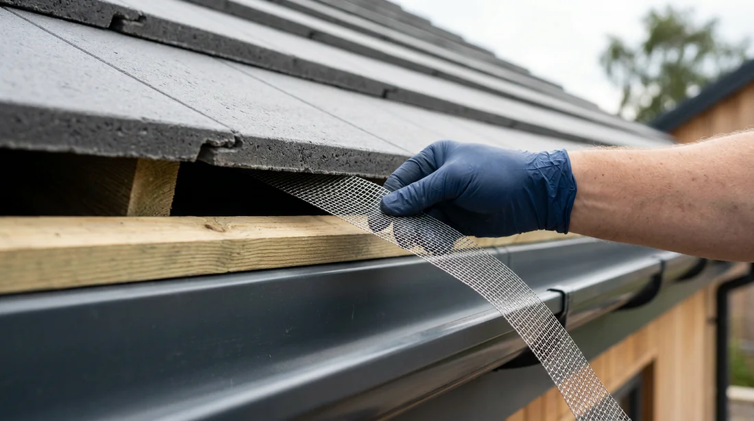 Installation de protections de toiture contre l'intrusion des bourdons.