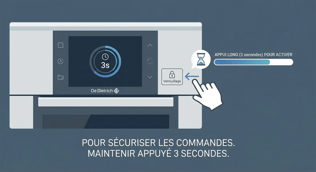 Infographie expliquant l'appui long pour débloquer le four.