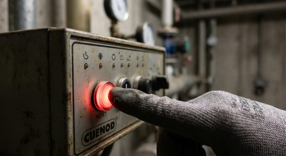 Action de réinitialisation du brûleur Cuenod par le bouton de reset