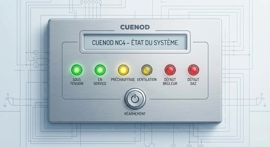 Schéma des voyants d'état du panneau de commande Cuenod NC4