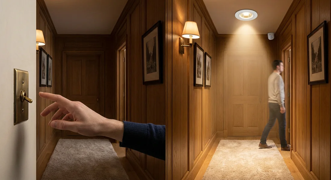 Comparaison entre interrupteur classique et éclairage automatique.