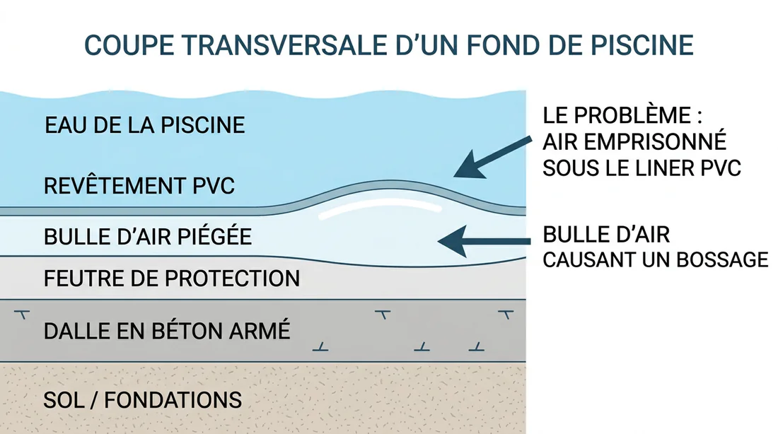 Schéma technique expliquant l'origine d'une bosse sous le liner