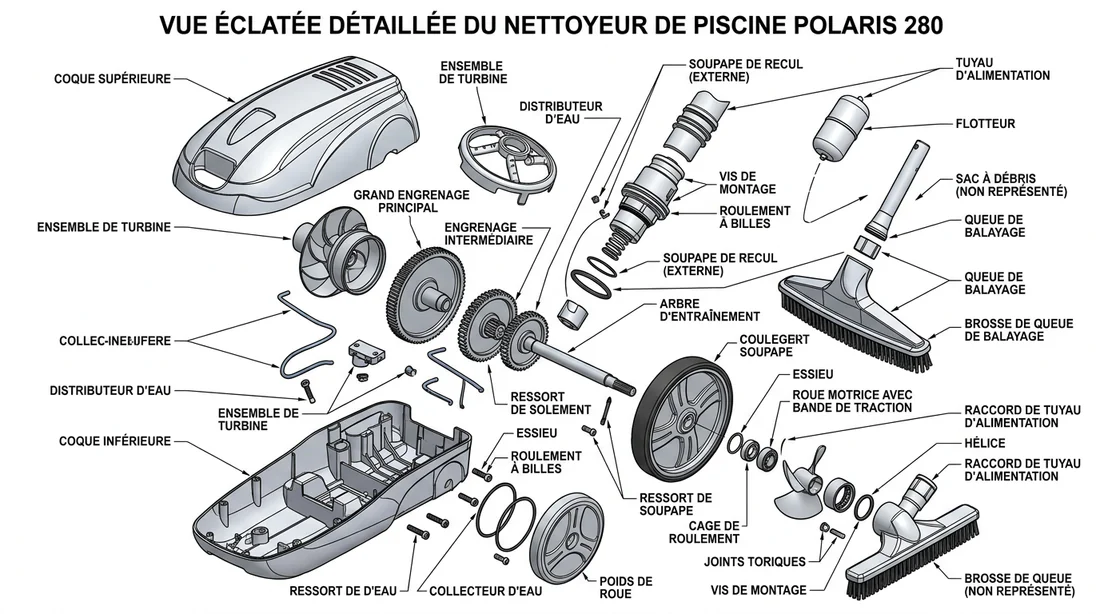 Schéma technique des composants du robot Polaris 280