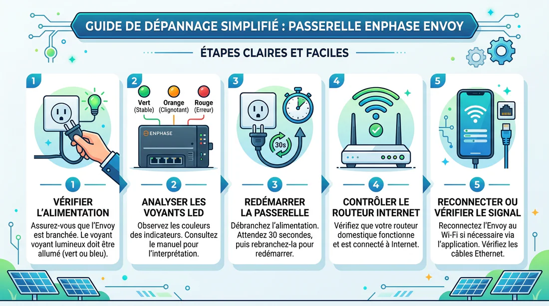 Schéma des étapes de dépannage pour un boîtier Enphase Envoy