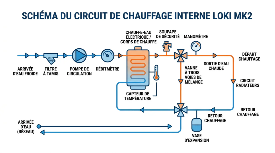 Schéma technique du circuit de chauffe Loki MK2