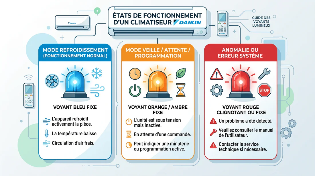 Signification des couleurs des voyants de climatisation Daikin