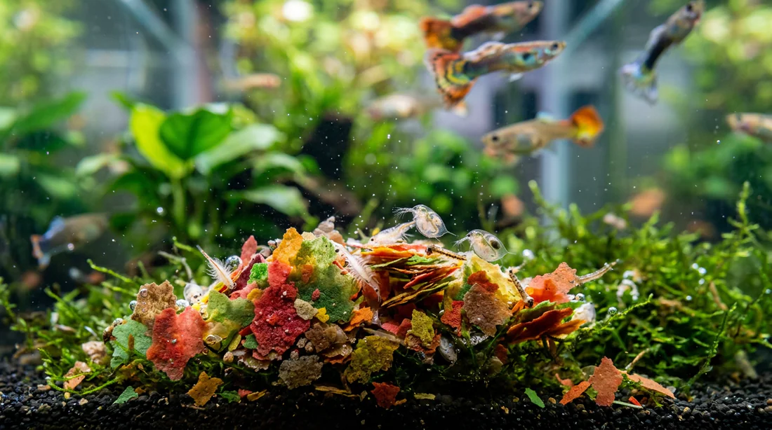 Alimentation équilibrée pour poissons guppys