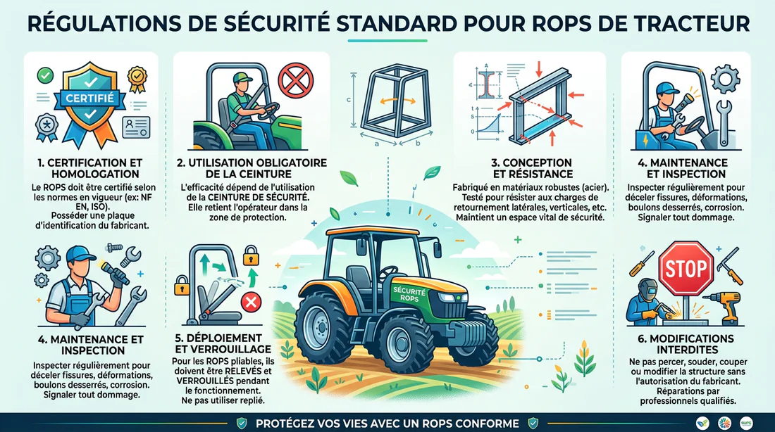 Infographie des normes de sécurité pour arceaux tracteur