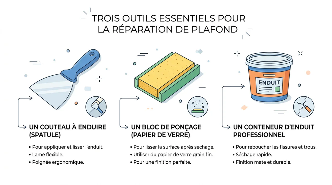 Outils nécessaires pour la réparation d'un plafond