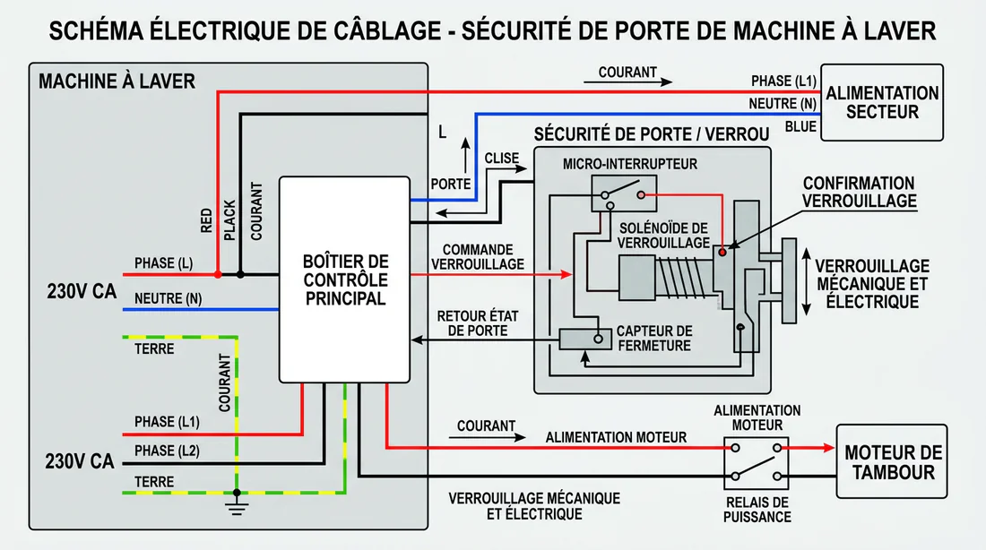 Schéma de câblage électrique du verrou de machine à laver