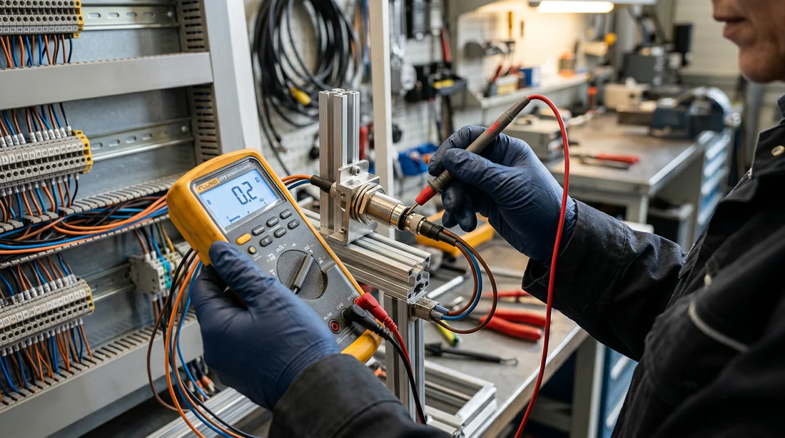 Technicien effectuant un diagnostic électrique sur une chaudière