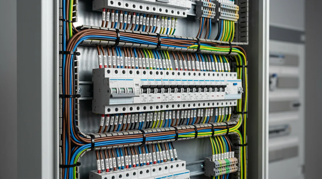 Câblage organisé dans un tableau électrique moderne