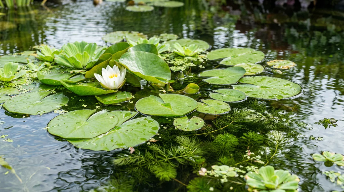 Plantes aquatiques variées pour bassin de jardin