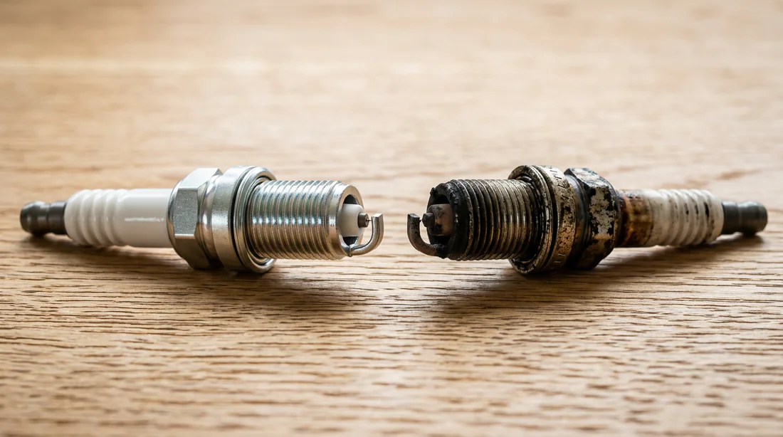 Comparaison entre une bougie usagée et une bougie neuve