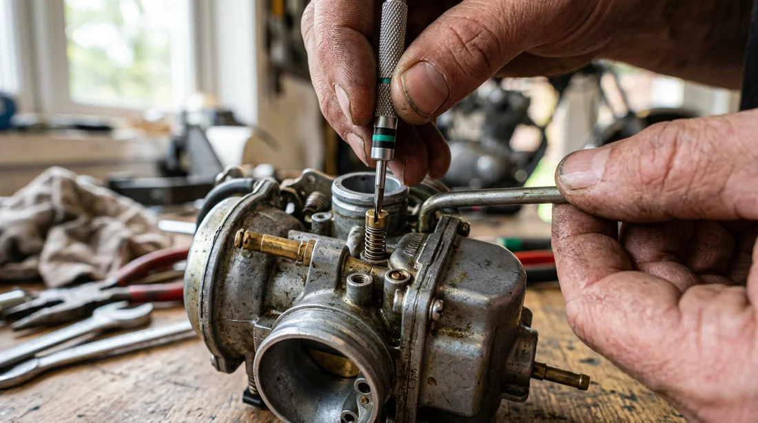 Réglage précis de la vis de richesse sur moteur Kawasaki