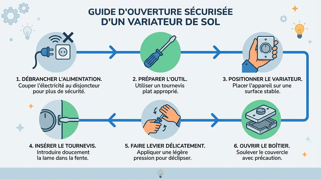 Étapes pour ouvrir le boîtier d'un variateur de lumière