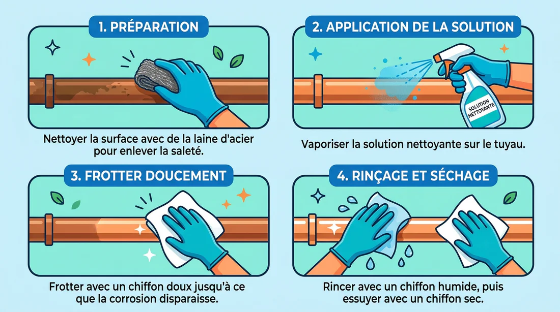 Étapes de nettoyage d'un tuyau en cuivre