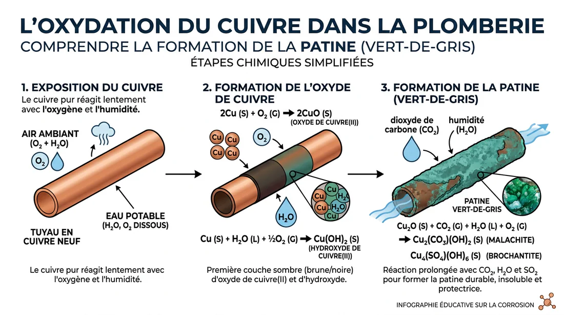 Schéma explicatif de l'oxydation du cuivre