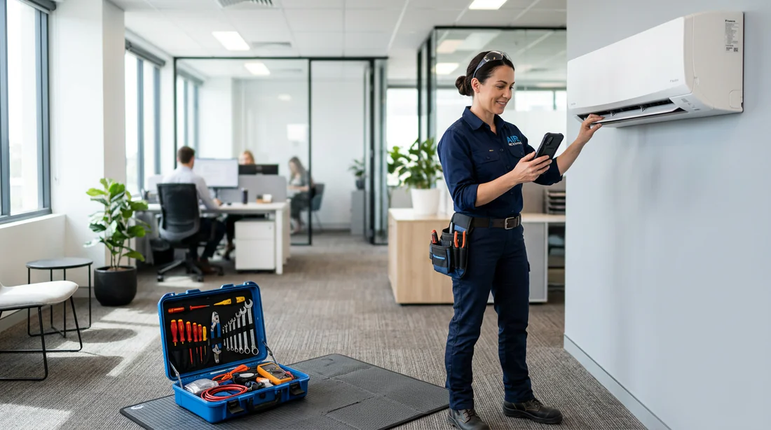 Technicien vérifiant un climatiseur Daikin en panne