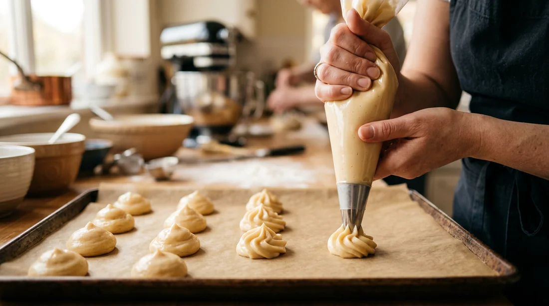 Façonnage des gougères à la poche à douille