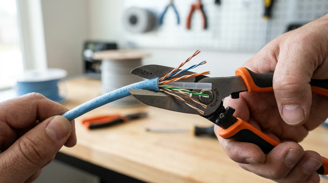 Dénudage des fils d'un câble Ethernet