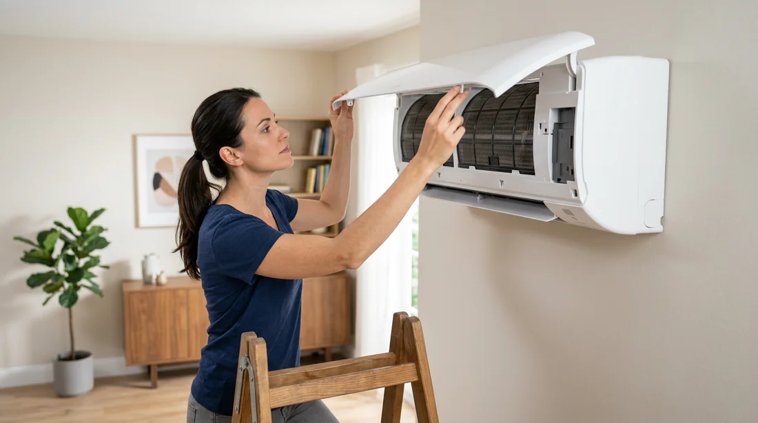 Nettoyage du filtre d'une unité de climatisation murale