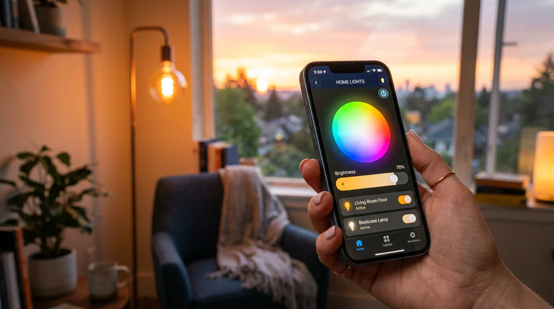 Contrôle des lumières connectées via smartphone