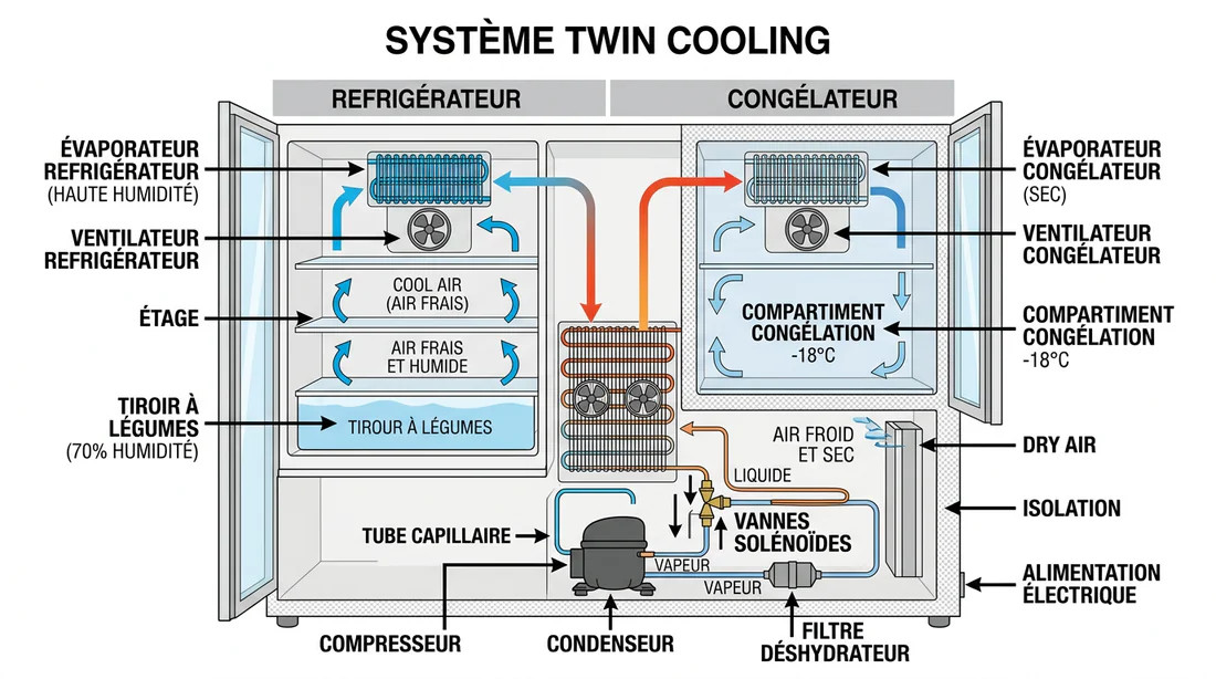 Schéma technique du système Twin Cooling Samsung