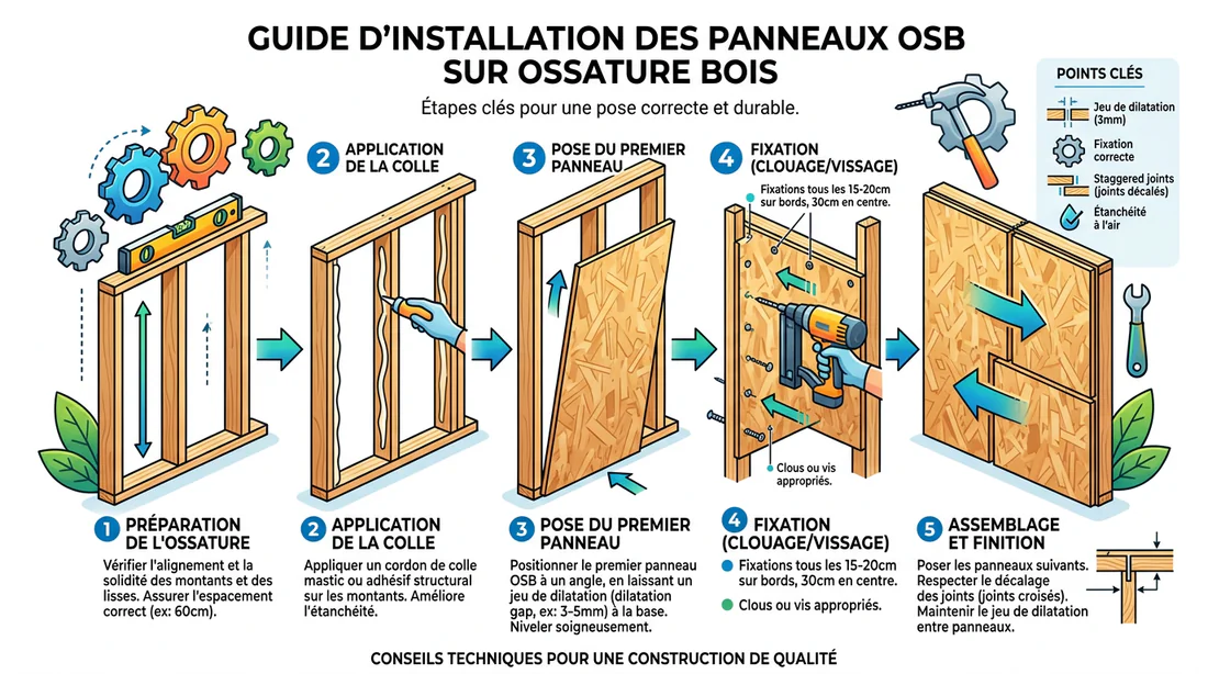Schéma explicatif pour la pose de panneaux OSB