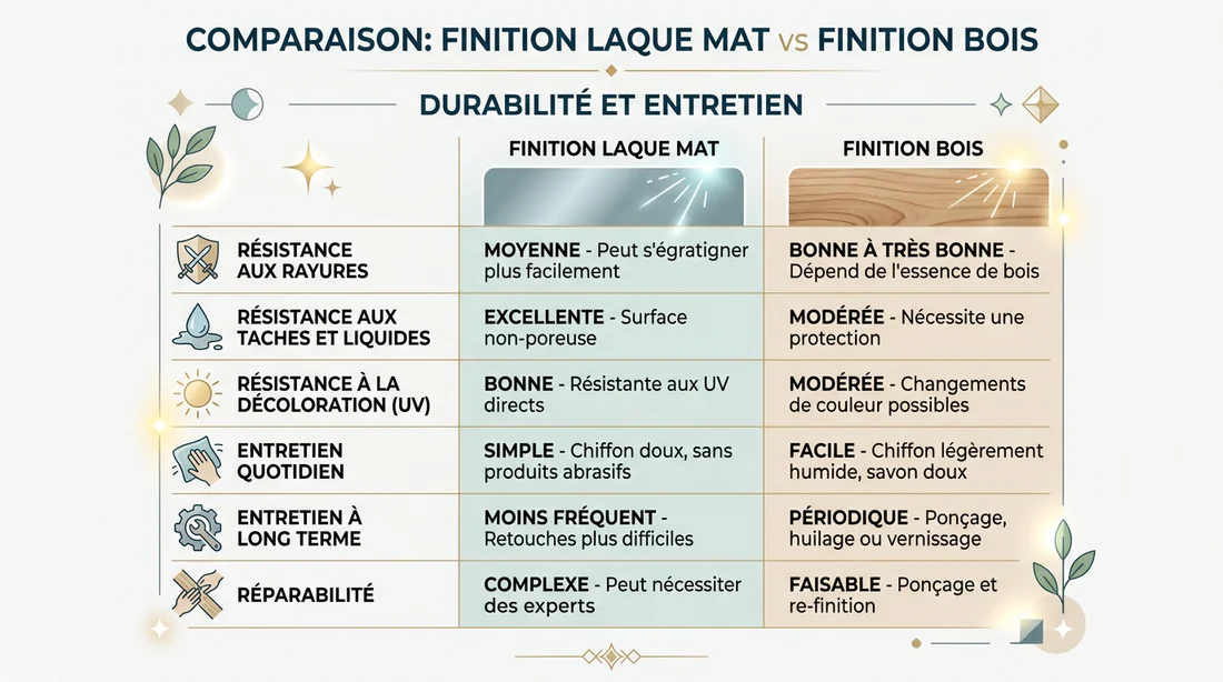 Tableau comparatif des finitions de cuisine