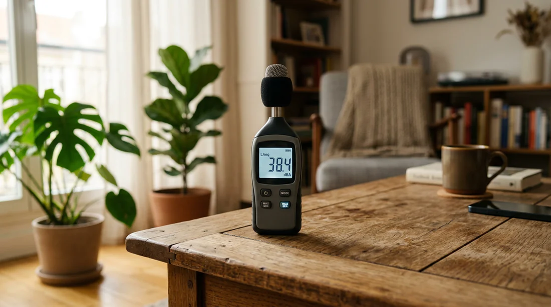 Mesure de la nuisance sonore avec un sonomètre numérique dans un logement