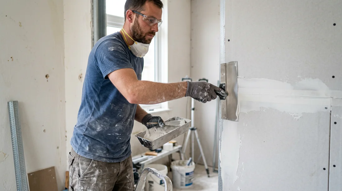 Application d'enduit de lissage sur le mur pour un résultat totalement invisible