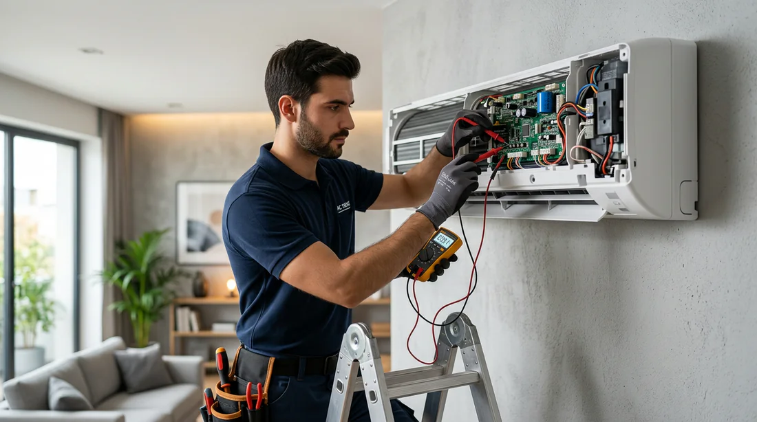 Diagnostic de panne sur une unité de climatisation par un technicien
