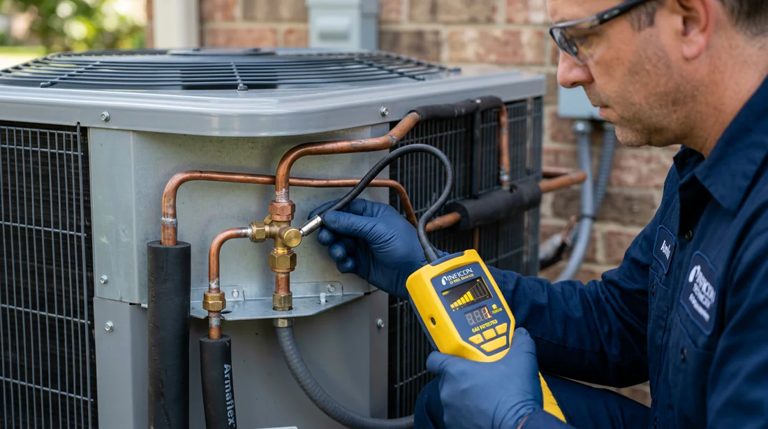 Détection de fuite de gaz réfrigérant sur les raccords en cuivre d'un climatiseur