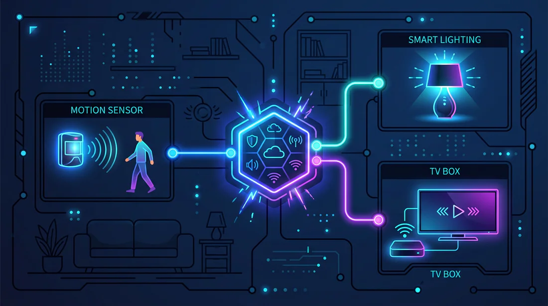 Illustration des scénarios et automatismes domotiques avec Freebox Pop